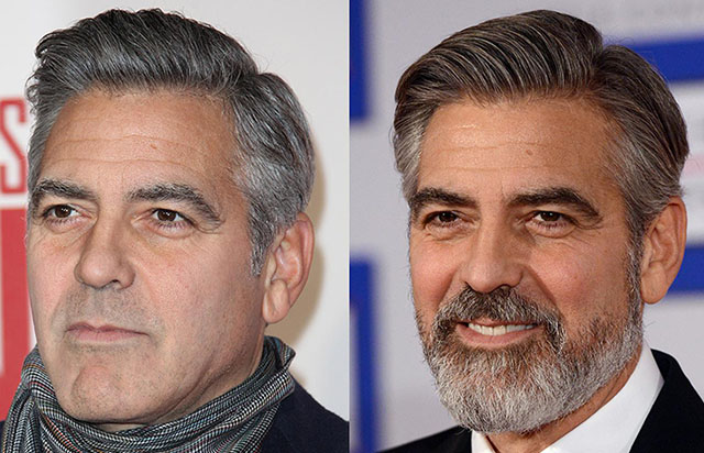 G.Clooney avant/apres la barbe