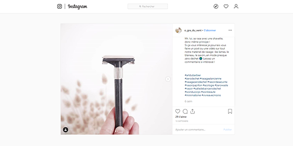 Post Instagram rasoir de sécurité sur Art du Barbier